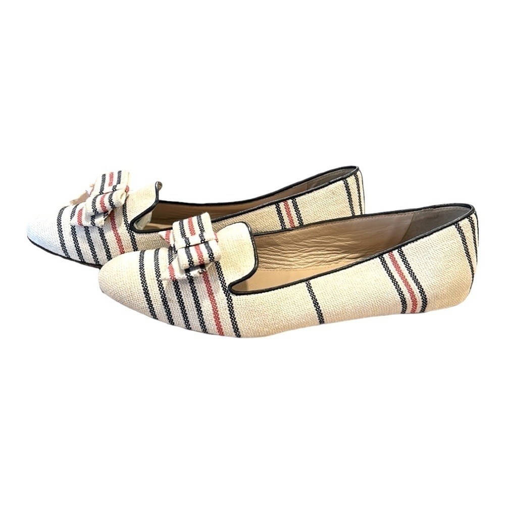 J. Crew Cleo Striped Canvas Loafers Bow Detail Women’s Size 6.5 Preppy Nautical - Picture 5 of 9